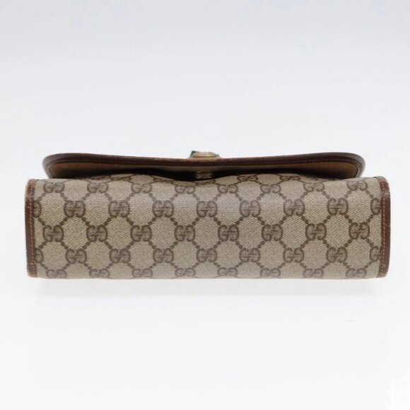 GUCCI GG Supreme Web Sherry Line Clutch Bag Brown 1 - Picture 9 of 15